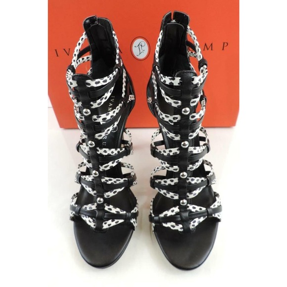 Ivanka Trump Manis Strappy High Heel Sandals Black Multi Leather Size 5.5 - Picture 5 of 8